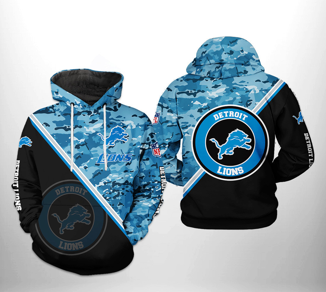 NFL Detroit Lions NFL Camo Team 3D All Over Print Hoodie & Zip Hoodie