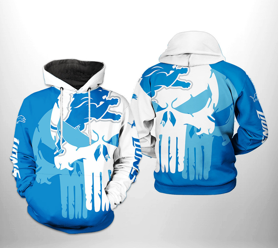 NFL Detroit Lions NFL Team Skull 3D All Over Print Hoodie & Zip Hoodie