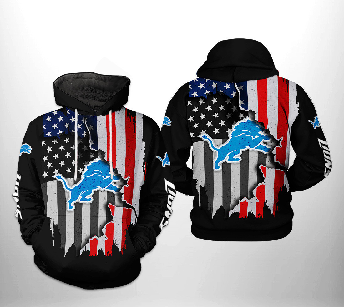 NFL Detroit Lions NFL US Flag Team 3D All Over Print Hoodie & Zip Hoodie