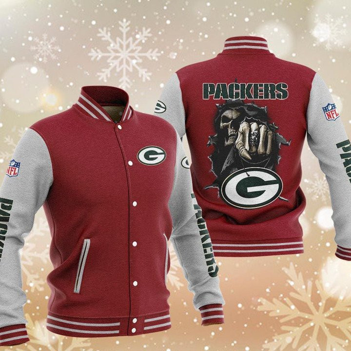 NFL Green Bay Packers Red Grey Hades Boxing Baseball Jacket for Men & Women | NFL Team Fan Gift