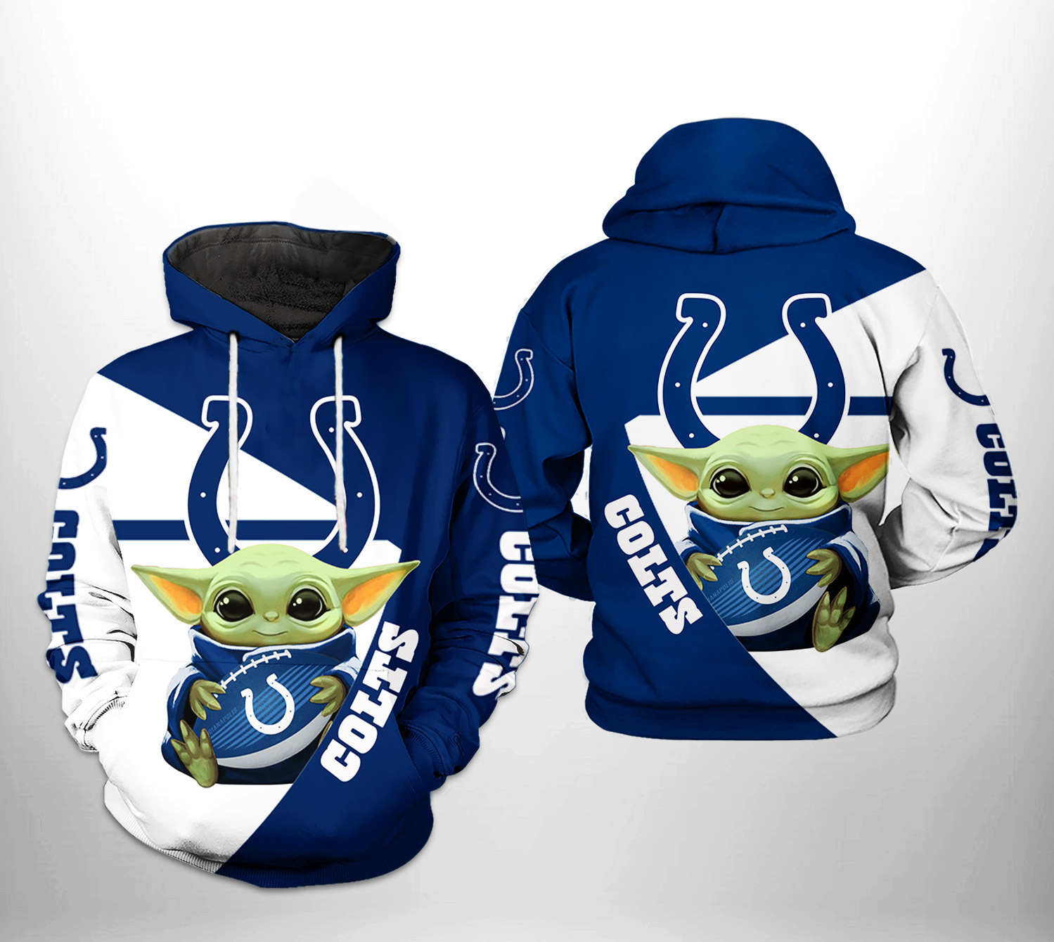 NFL Indianapolis Colts NFL Baby Yoda Team 3D All Over Print Hoodie & Zip Hoodie
