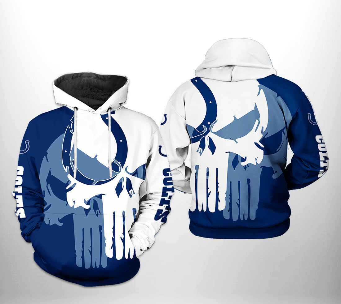 NFL Indianapolis Colts NFL Team Skull 3D All Over Print Hoodie & Zip Hoodie