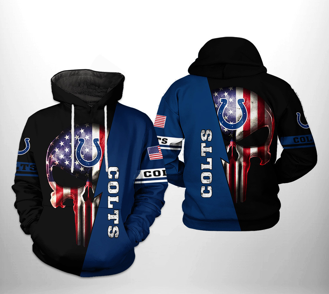 NFL Indianapolis Colts NFL US Flag Skull Team 3D All Over Print Hoodie & Zip Hoodie