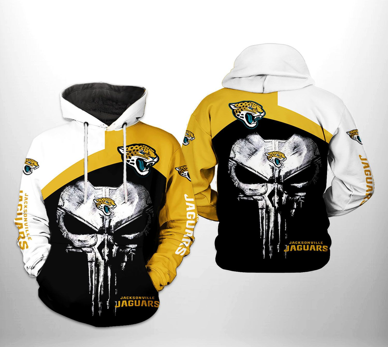 NFL Jacksonville Jaguars NFL Skull Punisher Team 3D All Over Print Hoodie & Zip Hoodie