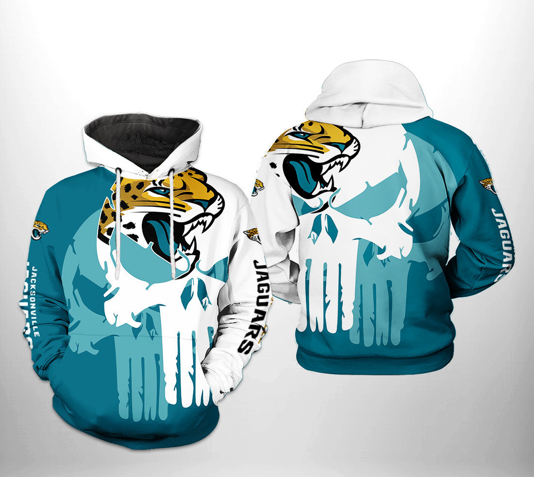 NFL Jacksonville Jaguars NFL Team Skull 3D All Over Print Hoodie & Zip Hoodie