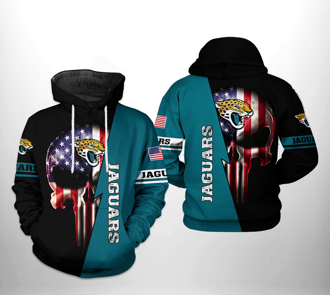 NFL Jacksonville Jaguars NFL US Flag Skull Team 3D All Over Print Hoodie & Zip Hoodie