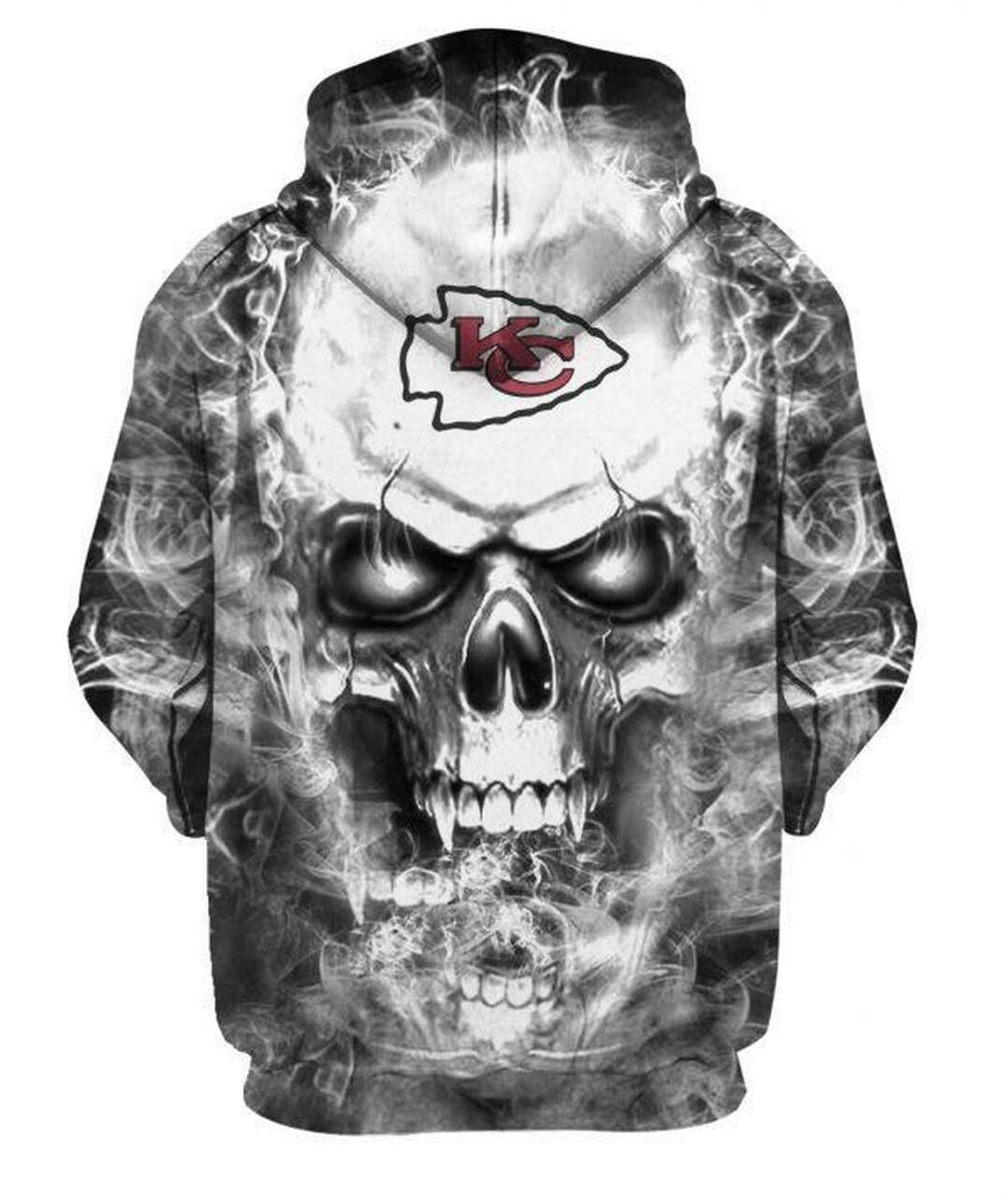 NFL Kansas City Chiefs Nfl Football Skull 3D All Over Print Hoodie & Zip Hoodie