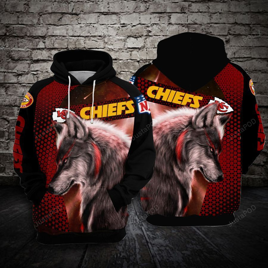 NFL Kansas City Chiefs Nfl Football Wolf 3D All Over Print Hoodie & Zip Hoodie