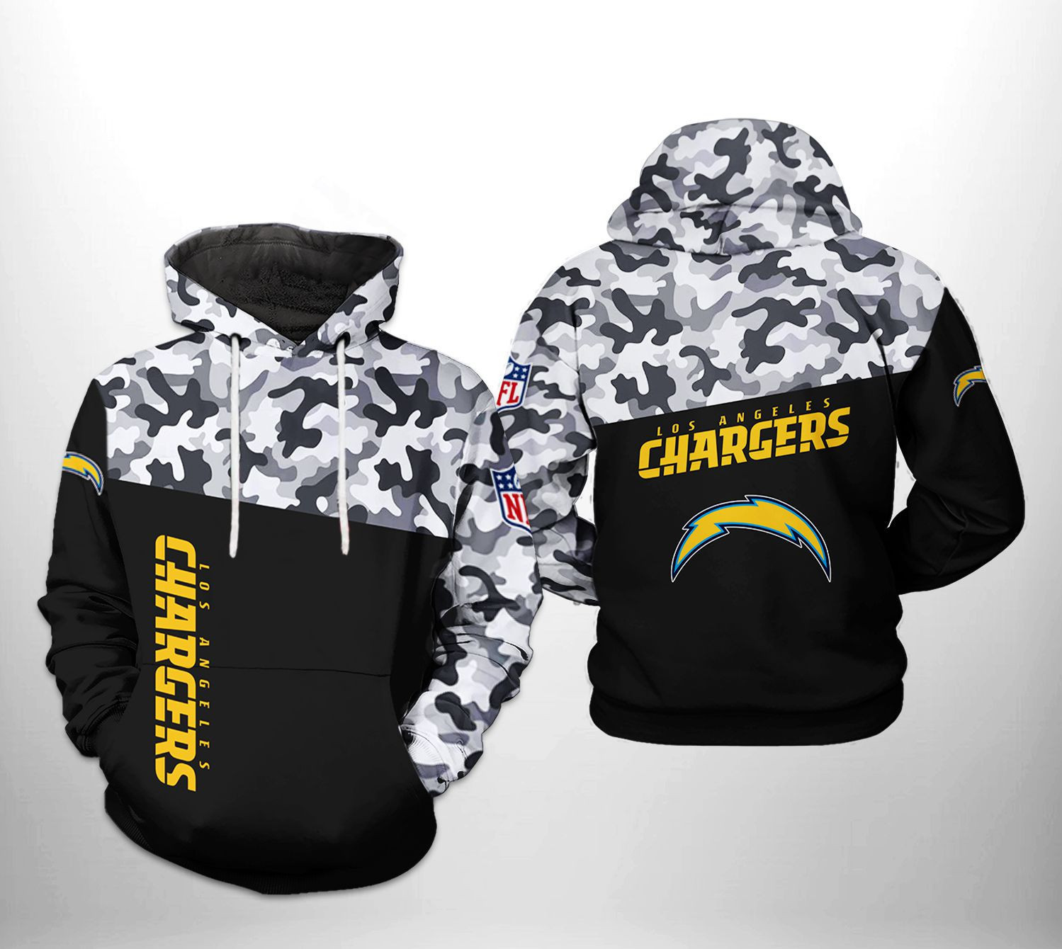 NFL Los Angeles Chargers NFL Camo Veteran Team 3D All Over Print Hoodie & Zip Hoodie