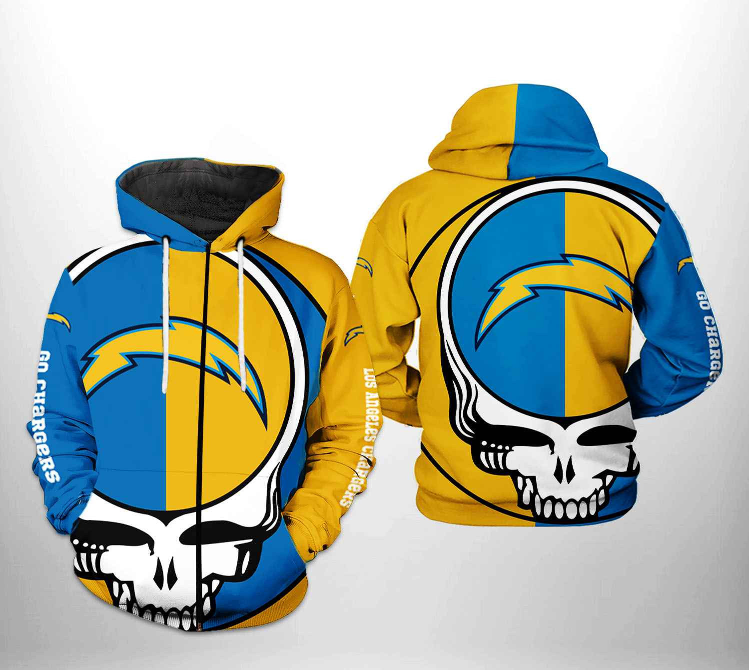 NFL Los Angeles Chargers NFL Grateful Dead 3D All Over Print Hoodie & Zip Hoodie