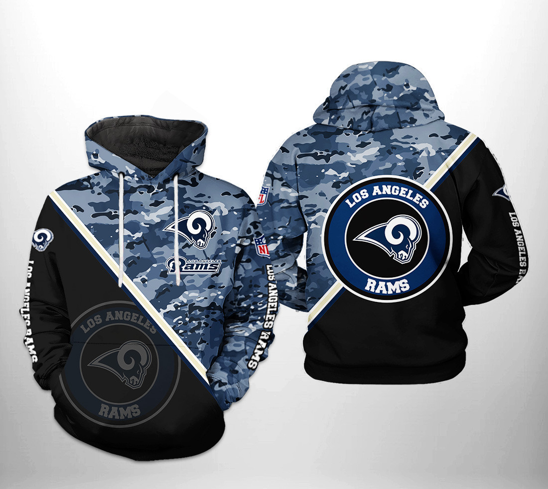 NFL Los Angeles Rams NFL Camo Team 3D All Over Print Hoodie & Zip Hoodie