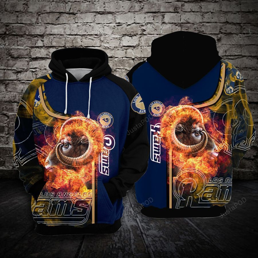 NFL Los Angeles Rams Nfl Football Goat Fire 3D All Over Print Hoodie & Zip Hoodie