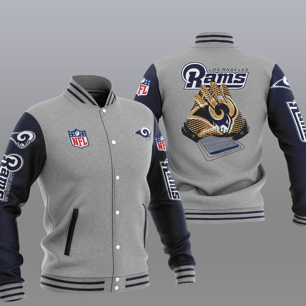 NFL Los Angeles Rams Standard Edition Grey Baseball Jacket Varsity Baseball Jacket for Men & Women | NFL Team Fan Gift