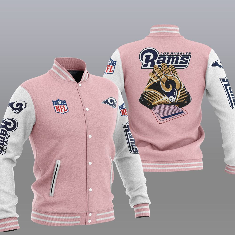 NFL Los Angeles Rams Standard Edition Pink Baseball Jacket Varsity Baseball Jacket for Men & Women | NFL Team Fan Gift