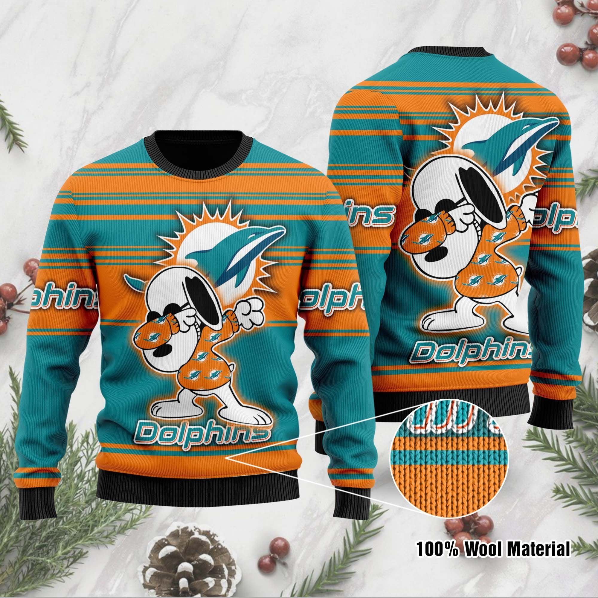 NFL Miami Dolphins D Full Printed Sweater Shirt For Football Fan Nfl Jersey Ugly Christmas Sweater, Perfect Holiday Gift