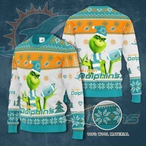 Nfl Miami Dolphins Grinch Ugly Christmas Sweater, Perfect Holiday Gift