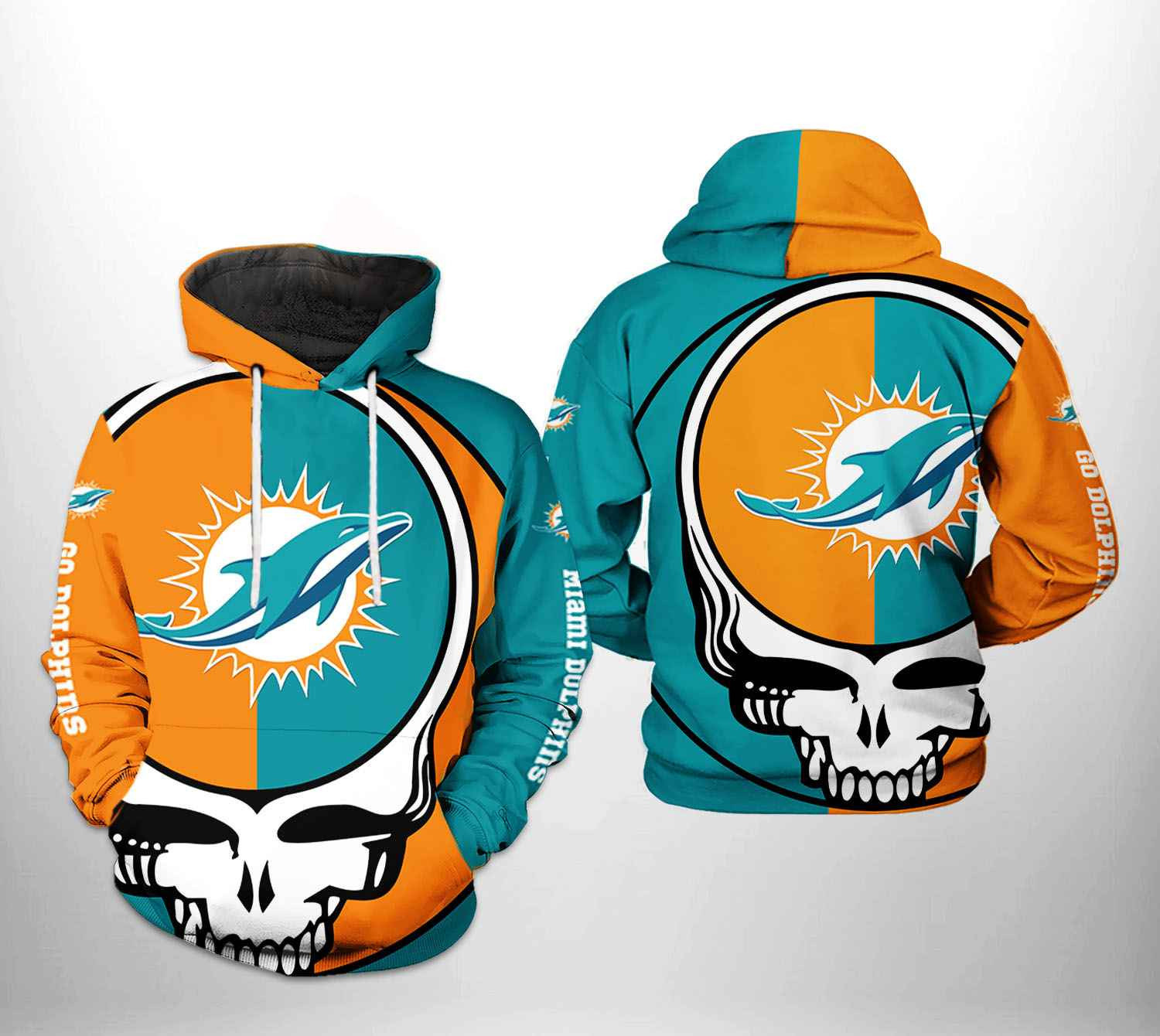 NFL Miami Dolphins NFL Grateful Dead 3D All Over Print Hoodie & Zip Hoodie