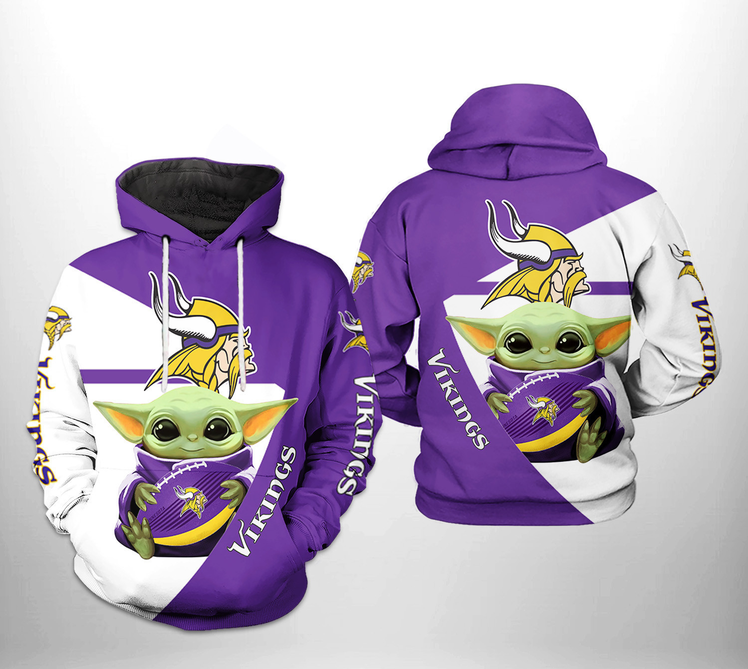NFL Minnesota Vikings NFL Baby Yoda Team 3D All Over Print Hoodie & Zip Hoodie