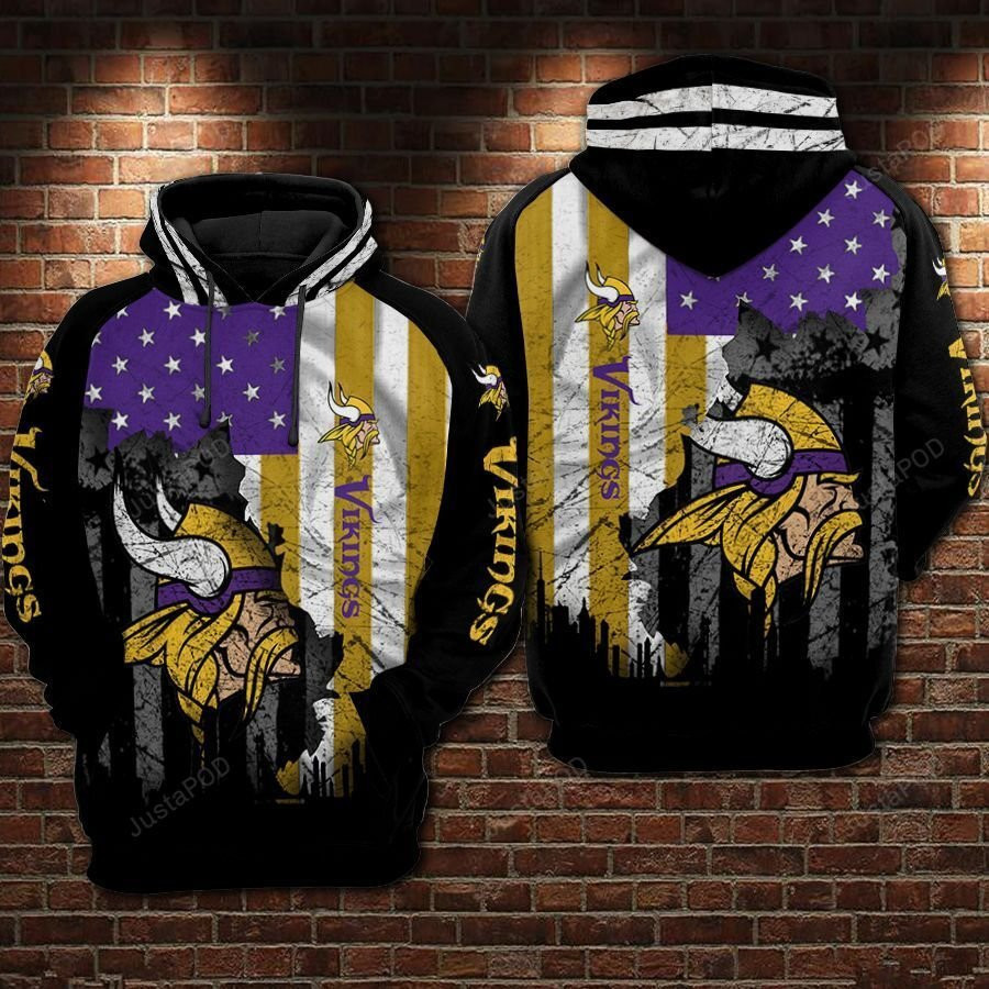 NFL Minnesota Vikings Nfl Football Flag American 3D All Over Print Hoodie & Zip Hoodie