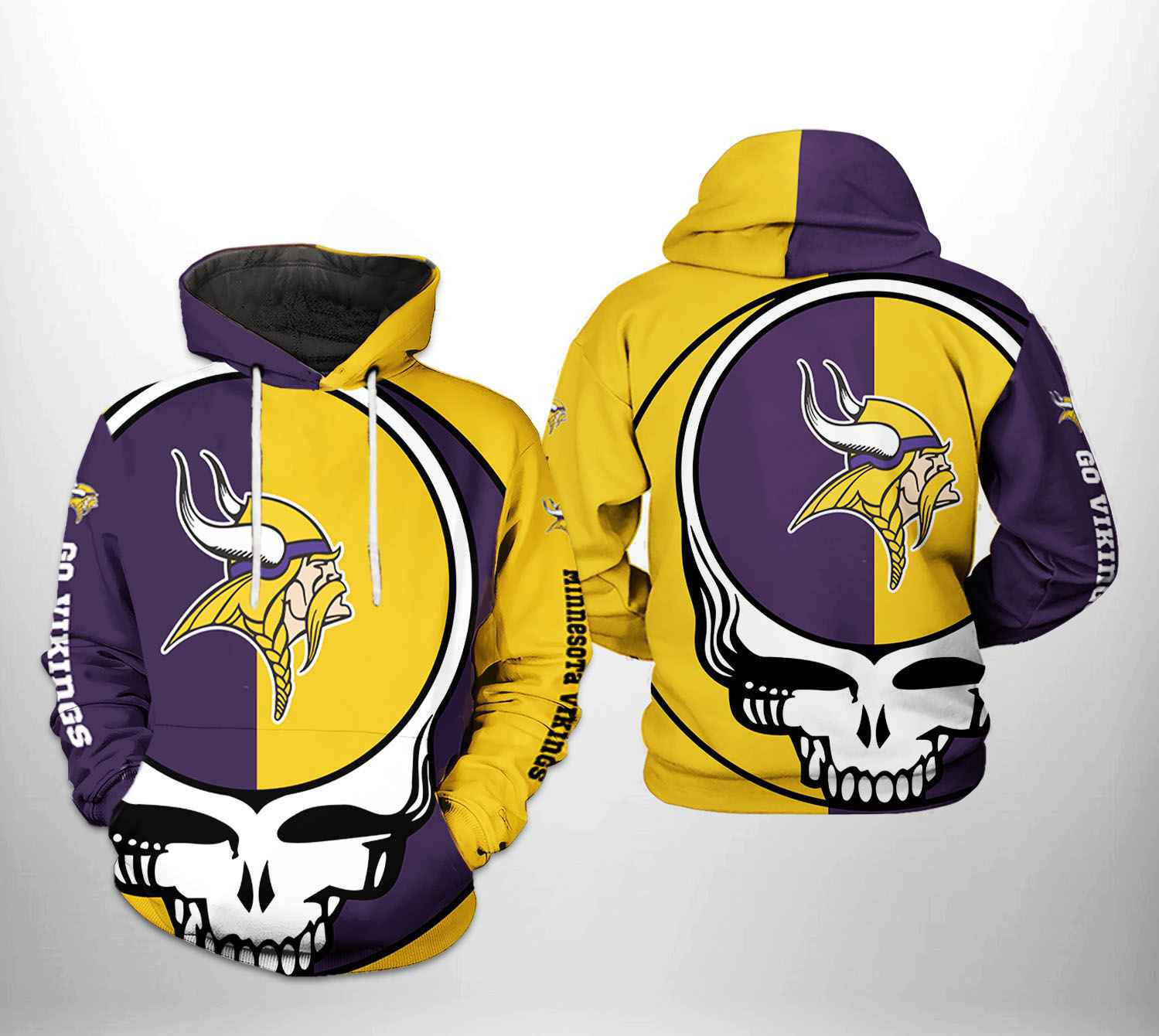 NFL Minnesota Vikings NFL Grateful Dead 3D All Over Print Hoodie & Zip Hoodie
