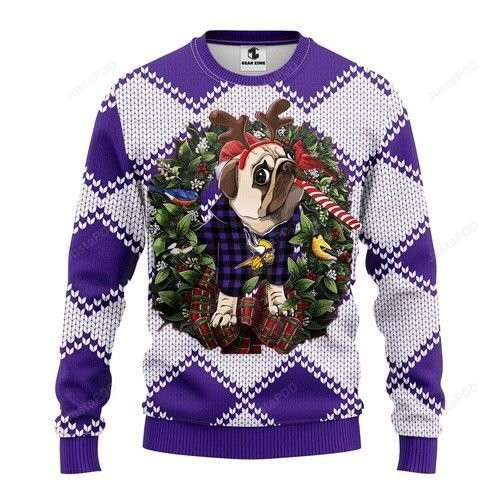 Nfl Minnesota Vikings Pug Dog Ugly Christmas Sweater,