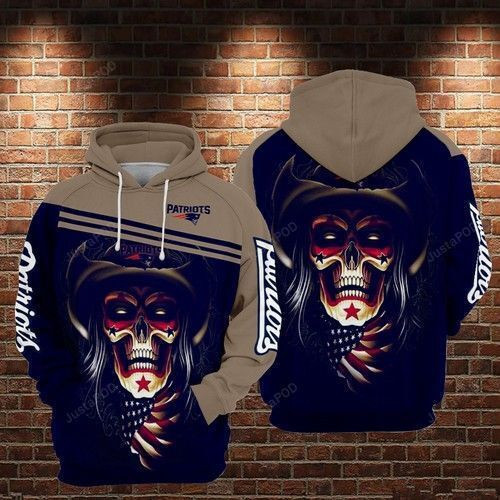 NFL New England Patriots Nfl Football Skull Black 3D All Over Print Hoodie & Zip Hoodie