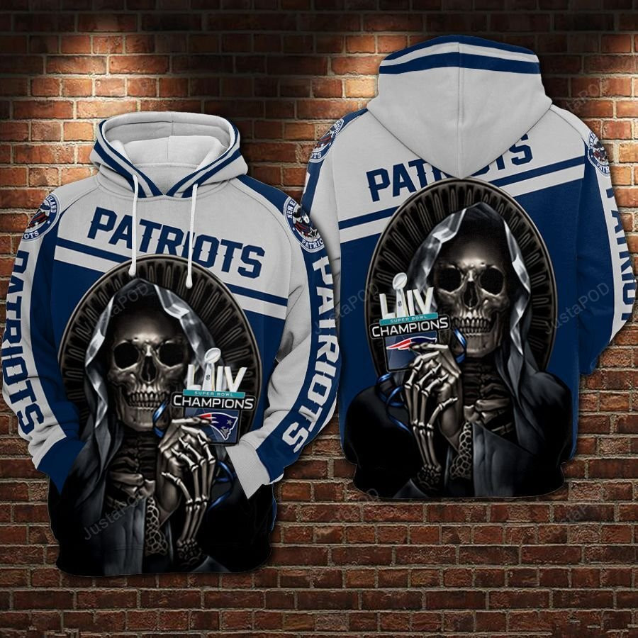 NFL New England Patriots Nfl Football Skull Death 3D All Over Print Hoodie & Zip Hoodie