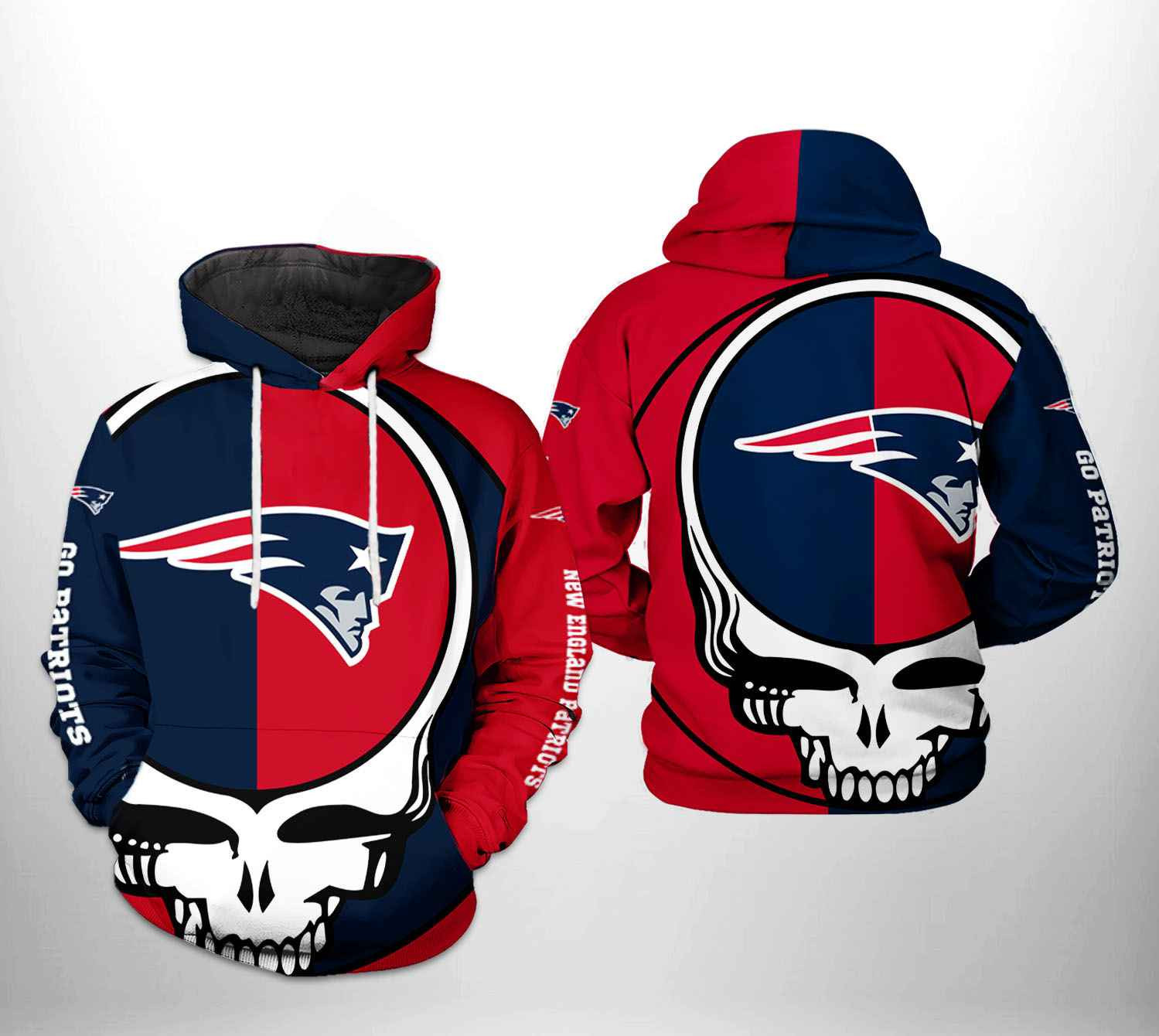 NFL New England Patriots NFL Grateful Dead 3D All Over Print Hoodie & Zip Hoodie