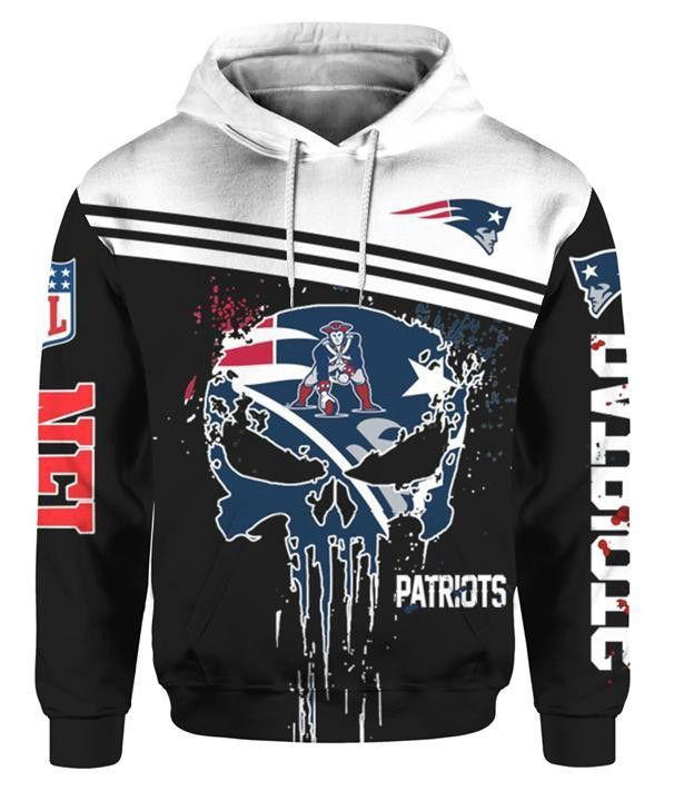 NFL New England Patriots Nfl Skull 3D All Over Print Hoodie & Zip Hoodie
