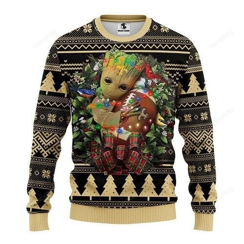 Nfl New Orleans Saints Groot Hug Ugly Christmas Sweater,