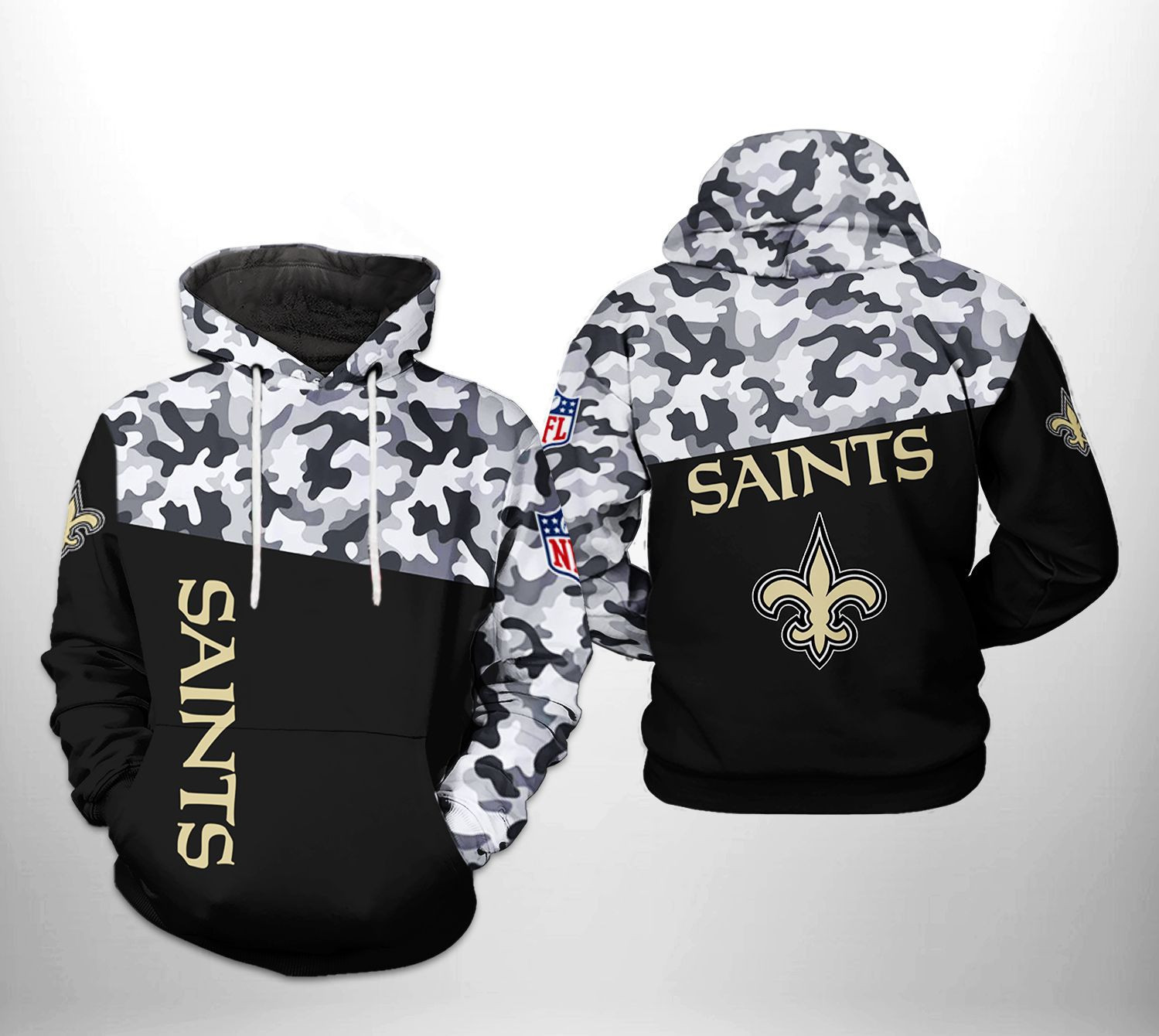 NFL New Orleans Saints NFL Camo Veteran Team 3D All Over Print Hoodie & Zip Hoodie
