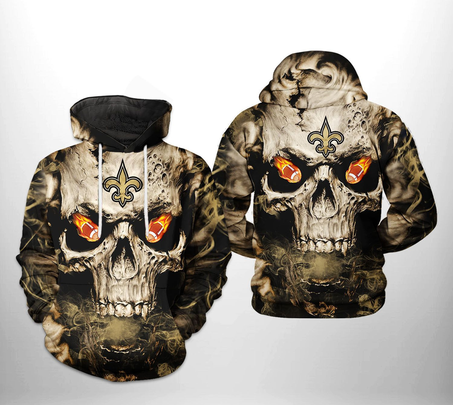 NFL New Orleans Saints NFL Skull Team 3D All Over Print Hoodie & Zip Hoodie