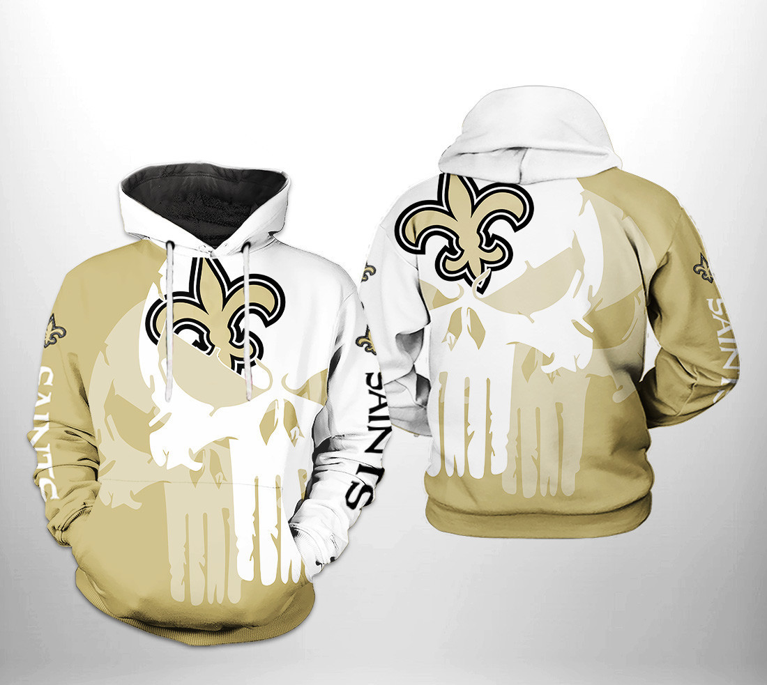 NFL New Orleans Saints NFL Team Skull 3D All Over Print Hoodie & Zip Hoodie