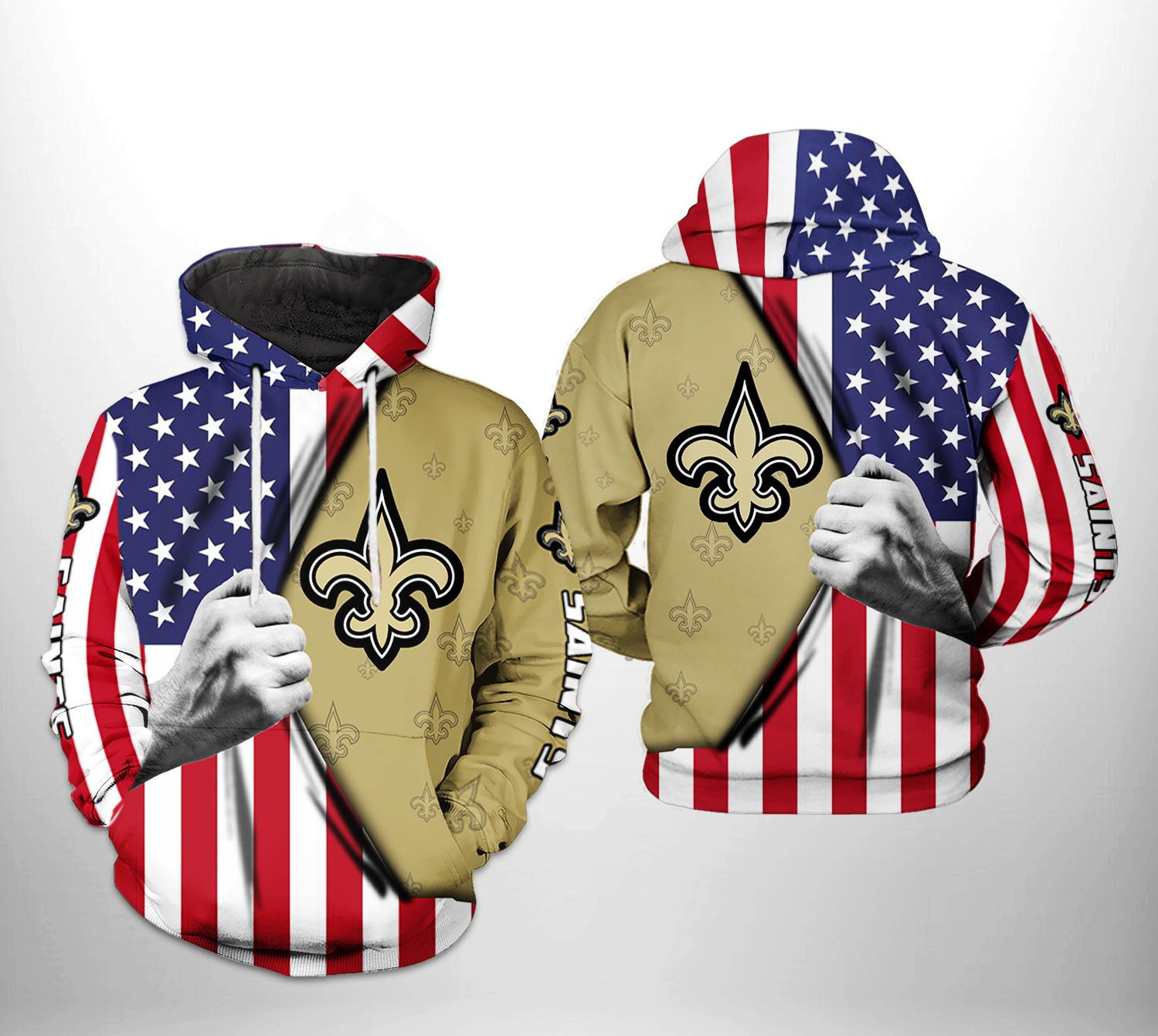 NFL New Orleans Saints NFL US Flag Team 3D All Over Print Hoodie & Zip Hoodie