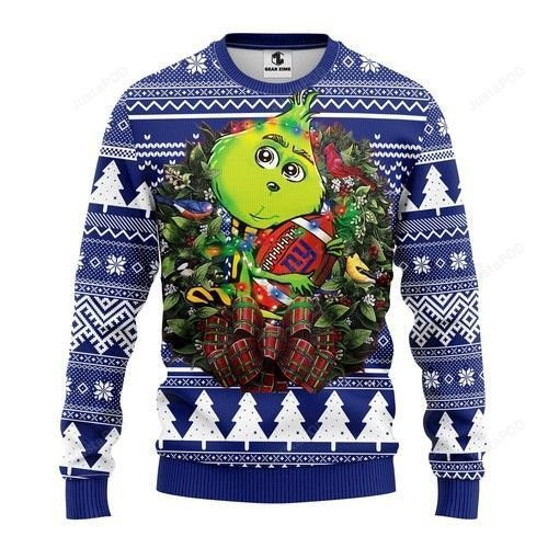 Nfl New York Giants Grinch Hug Ugly Christmas Sweater, Perfect Holiday Gift