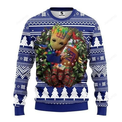 Nfl New York Giants Groot Hug Ugly Christmas Sweater,