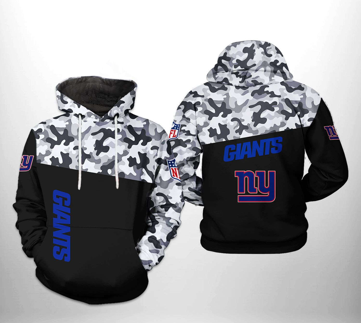 NFL New York Giants NFL Camo Veteran Team 3D All Over Print Hoodie & Zip Hoodie