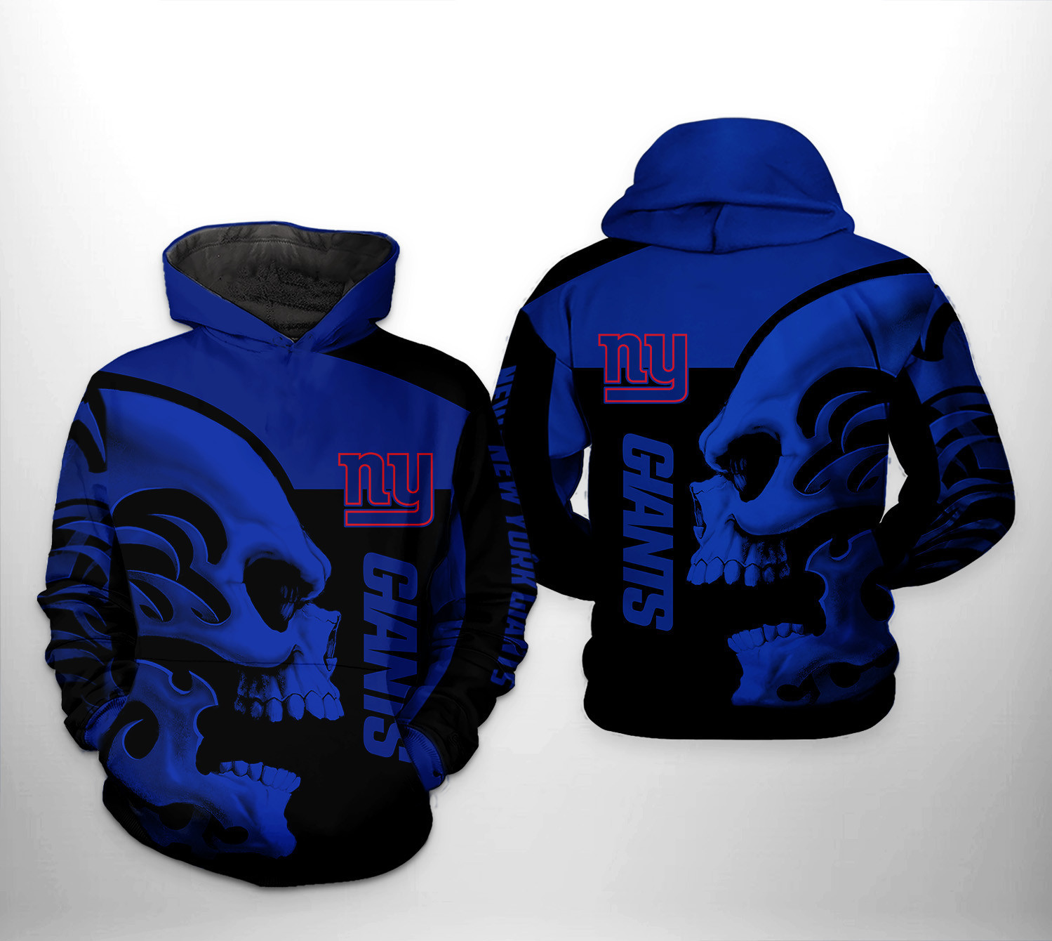NFL New York Giants NFL Skull 3D All Over Print Hoodie & Zip Hoodie