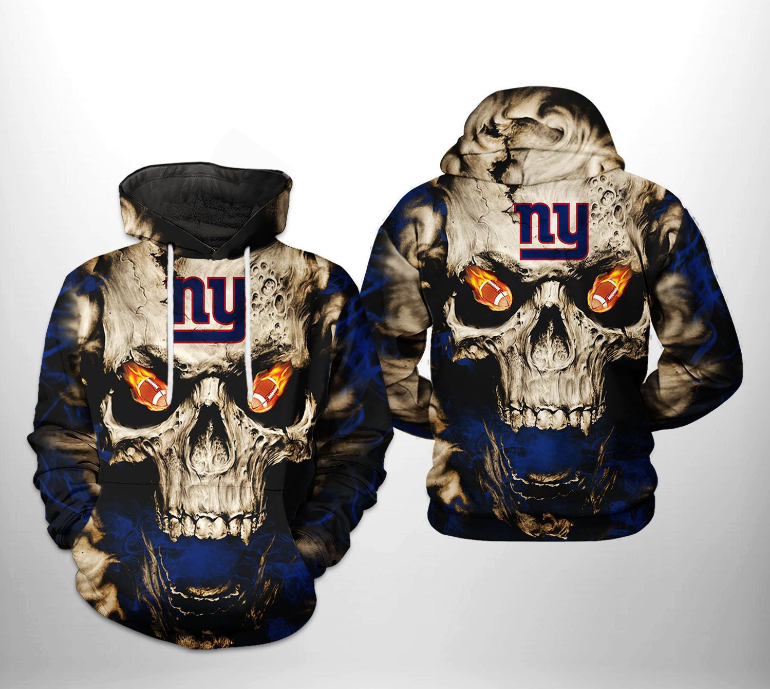 NFL New York Giants NFL Skull Team 3D All Over Print Hoodie & Zip Hoodie