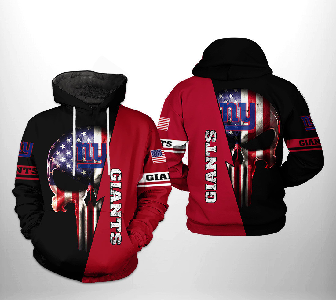 NFL New York Giants NFL US Flag Skull Team 3D All Over Print Hoodie & Zip Hoodie