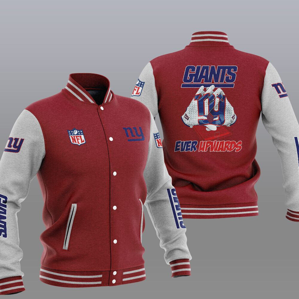 NFL New York Giants Red Grey Ever Upwards Baseball Jacket for Men & Women | NFL Team Fan Gift