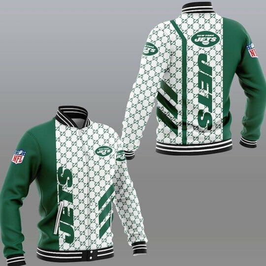 NFL New York Jets White Green Baseball Jacket V2 Varsity Baseball Jacket for Men & Women | NFL Team Fan Gift