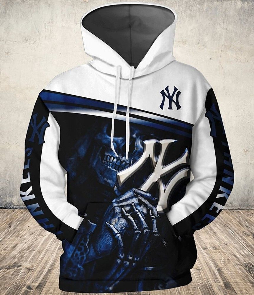 NFL New York Yankees Nfl Football Mlb Skull 3D All Over Print Hoodie & Zip Hoodie