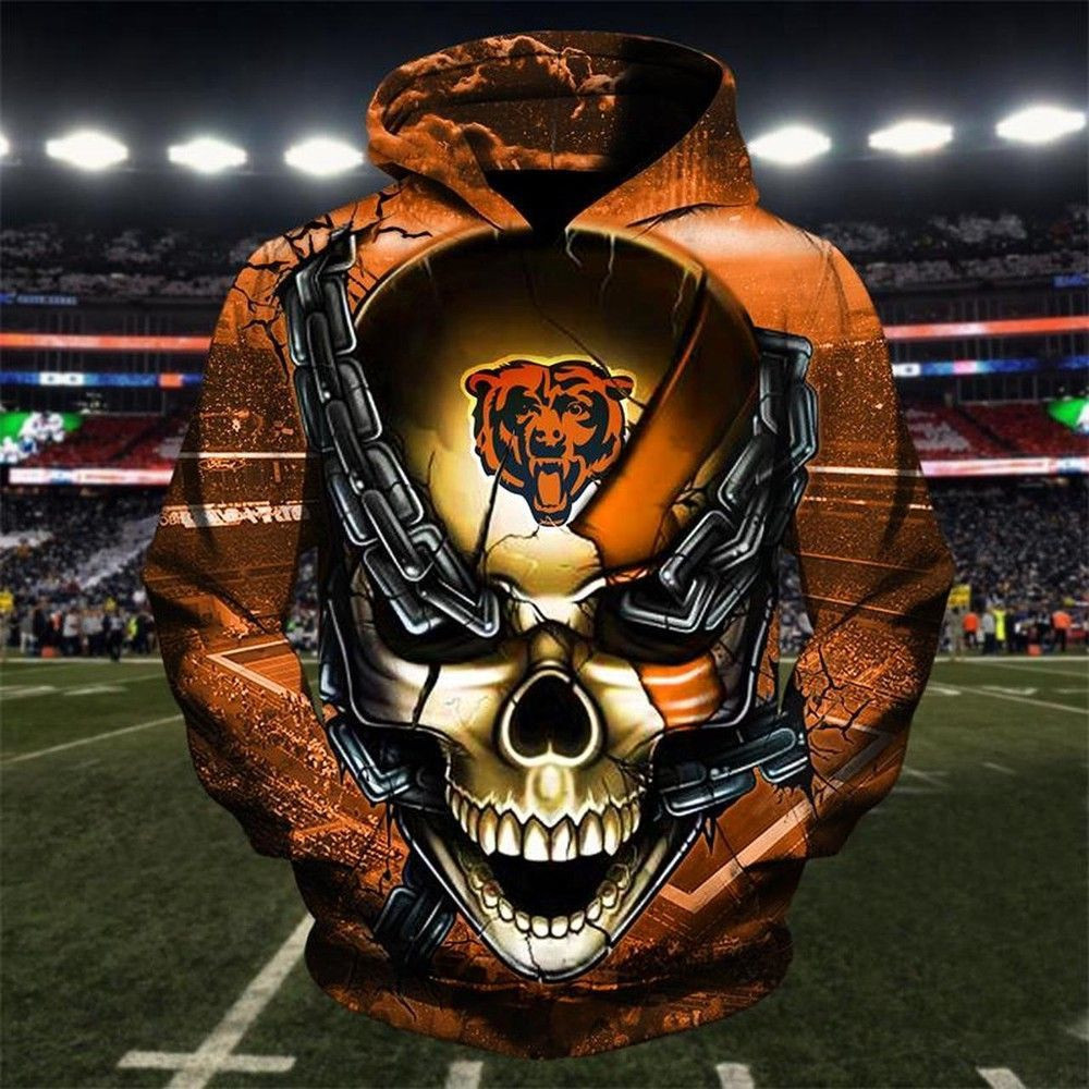 NFL NFL Chicago Bears Skull 3D All Over Print Hoodie & Zip Hoodie