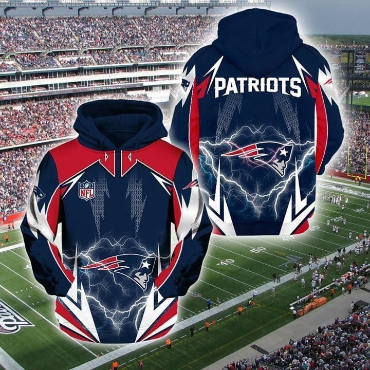 NFL Nfl New England Patriots Lightning 3D All Over Print Hoodie & Zip Hoodie
