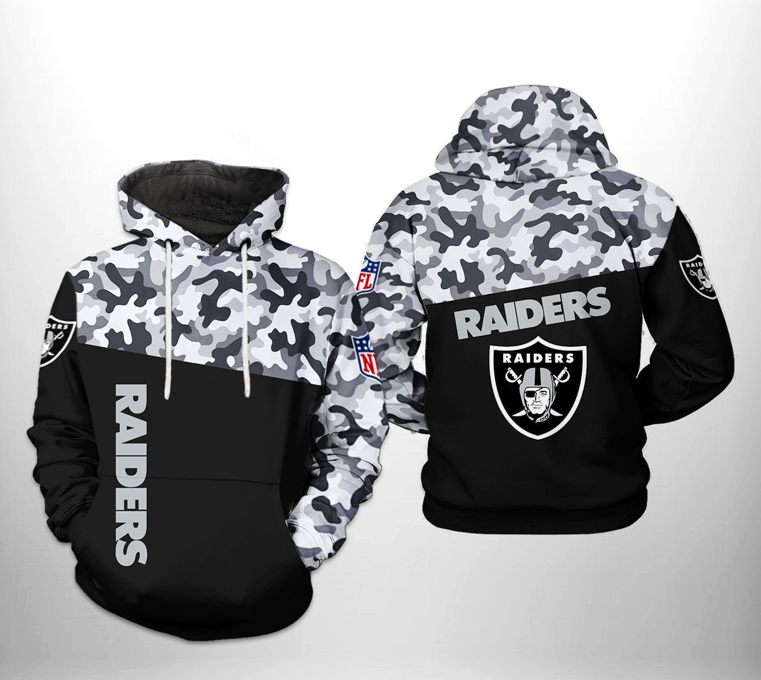 NFL Oakland Raiders NFL Camo Veteran Team 3D All Over Print Hoodie & Zip Hoodie