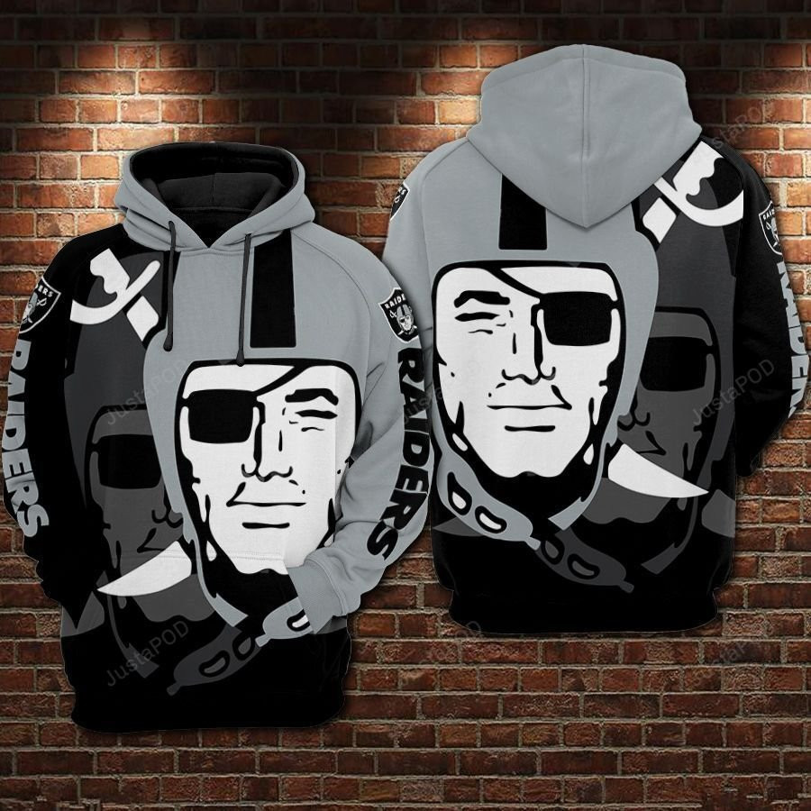 NFL Oakland Raiders Nfl Football Big Logo Gray 3D All Over Print Hoodie & Zip Hoodie