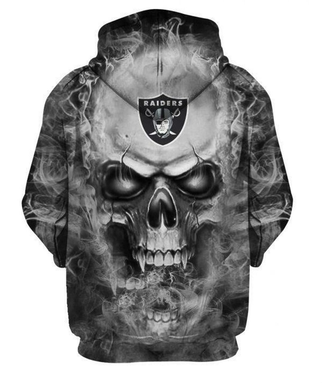NFL Oakland Raiders Nfl Football Skull 3D All Over Print Hoodie & Zip Hoodie