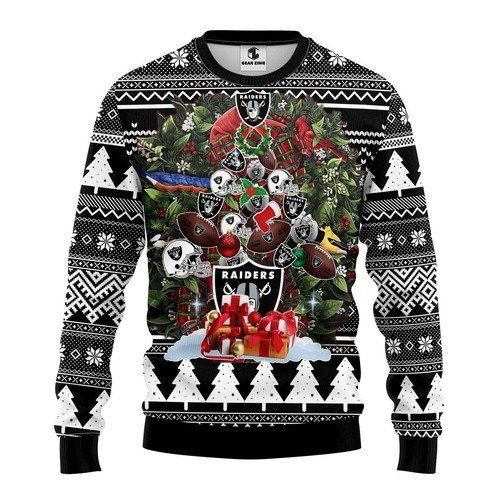 Nfl Oakland Raiders Tree Ugly Christmas Sweater,