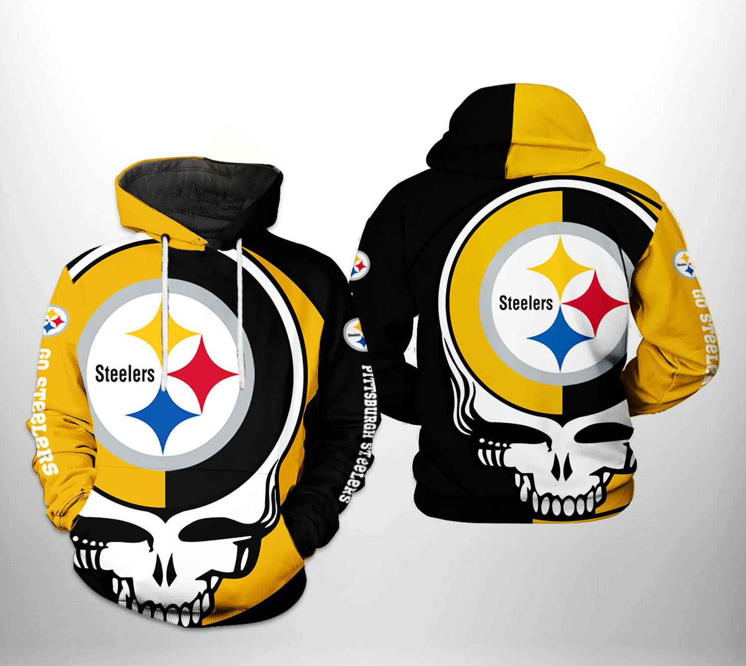 NFL Pittsburgh Steelers NFL Grateful Dead 3D All Over Print Hoodie & Zip Hoodie